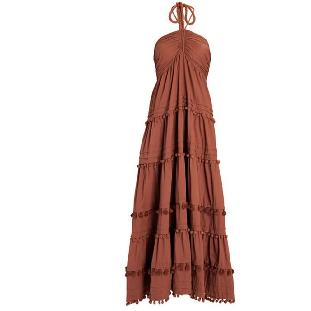 INTERMIX Rust Halter Maxi Dress